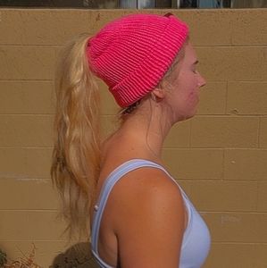 High ponytail beanie
